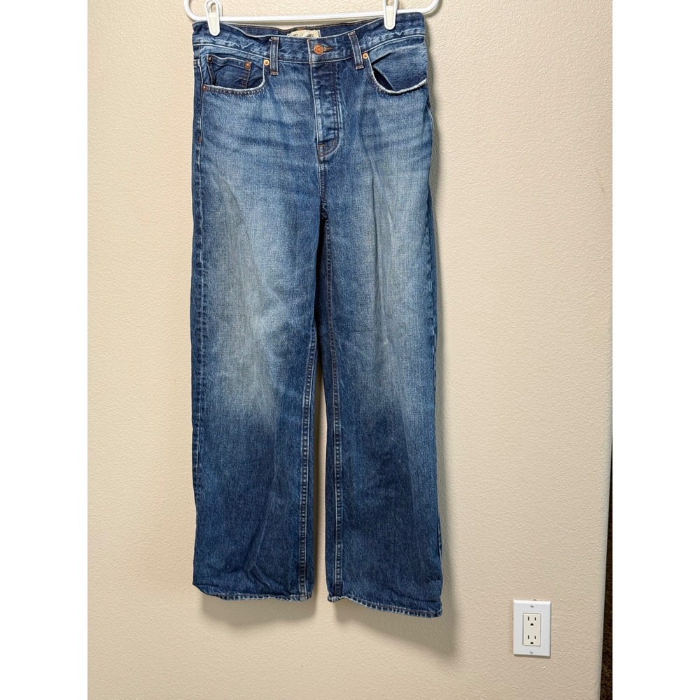 Madewell Low Slung Baggy Wide Leg Jeans Medium Wash Button Fly Denim NI082 (26$